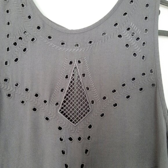 GENTLE FAWN Boho Tonal Embroidered Crewneck Tank Top Gray Sz S - Picture 8 of 15